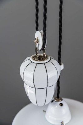 Bauhaus Adjustable Porcelain Chandelier with Original Shade, 1920s-SPD-875245