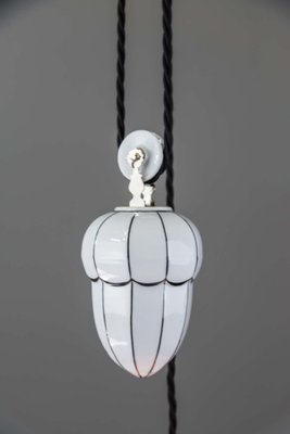 Bauhaus Adjustable Porcelain Chandelier with Original Shade, 1920s-SPD-875245