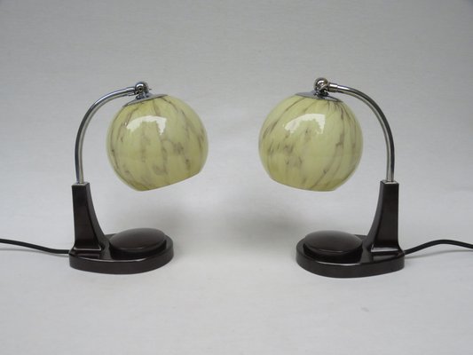 Bauhaus Bakelite Table Lamps by Marianne Brandt for GMF, 1920s, Set of 2-EY-548296