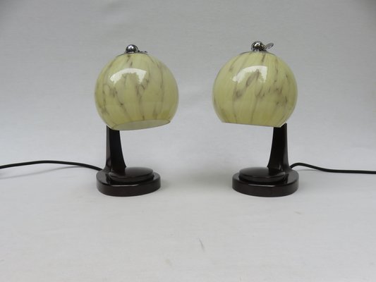 Bauhaus Bakelite Table Lamps by Marianne Brandt for GMF, 1920s, Set of 2-EY-548296