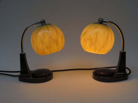 Bauhaus Bakelite Table Lamps by Marianne Brandt for GMF, 1920s, Set of 2-EY-548296