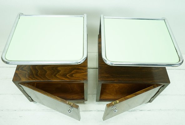 Bauhaus Bedside Tables with Steel Tube by Rudolf Vichr, Set of 2-FHJ-1297396