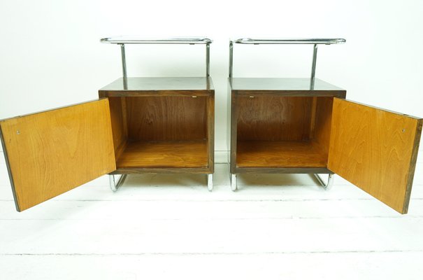 Bauhaus Bedside Tables with Steel Tube by Rudolf Vichr, Set of 2-FHJ-1297396