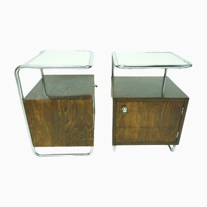 Bauhaus Bedside Tables with Steel Tube by Rudolf Vichr, Set of 2-FHJ-1297396