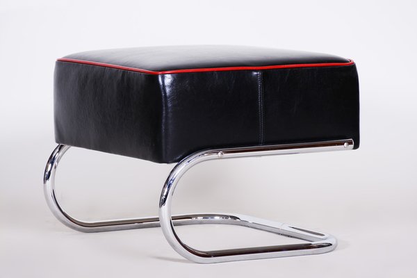 Bauhaus Black Tubular Stool by Robert Slezak, 1930s-WHY-1767873