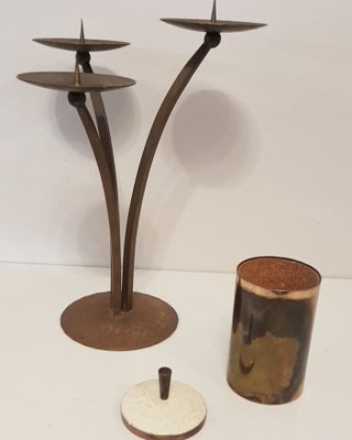 Bauhaus Brass Candleholder by Alfred Schaefter-QDP-1259656