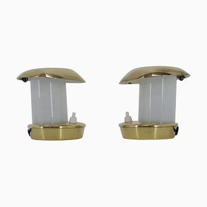 Bauhaus Brass Glass Table Lamps, 1930s, Set of 2-TZ-848565