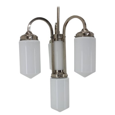 Bauhaus Chrome and Glass Pendant Lamp, 1930s-TZ-983690