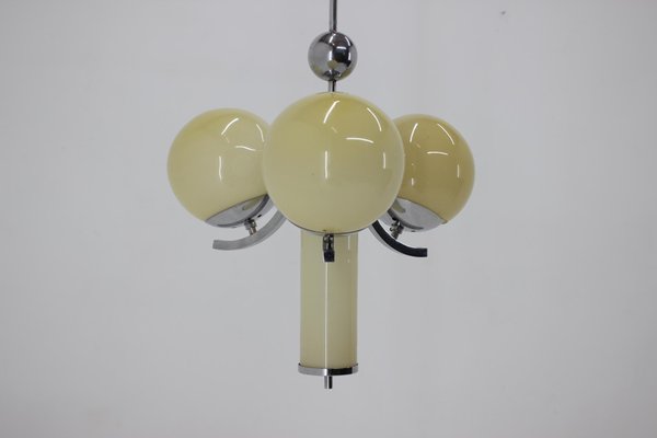 Bauhaus Chrome and Glass Pendant Lamp, 1930s-TZ-975066