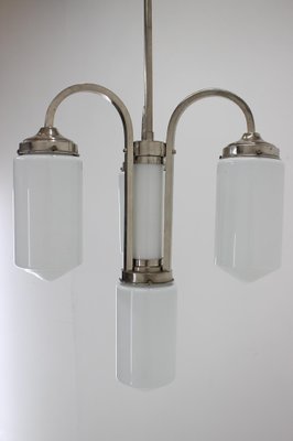 Bauhaus Chrome and Glass Pendant Lamp, 1930s-TZ-983690