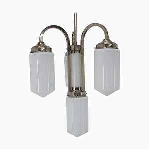 Bauhaus Chrome and Glass Pendant Lamp, 1930s-TZ-983690