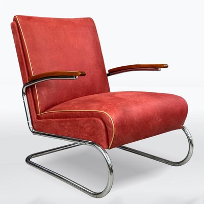 Bauhaus Chrome and Leather Armchair from Mücke-Melder, 1930s-XSL-2032208