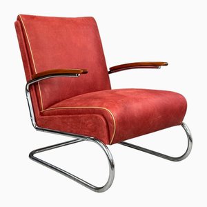 Bauhaus Chrome and Leather Armchair from Mücke-Melder, 1930s-XSL-2032208