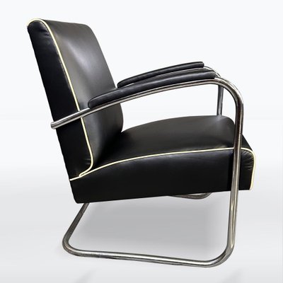 Bauhaus Chrome and Leather Armchairs, 1930s, Set of 2-XSL-2020120