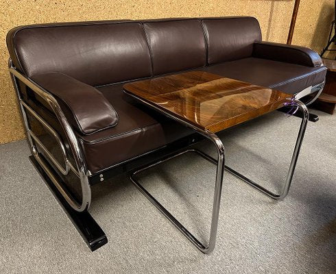 Bauhaus Chrome and Walnut Couch Table, 1930s-XSL-2024682