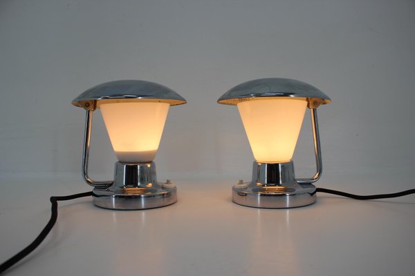 Bauhaus Chrome & Glass Table Lamps, 1930s, Set of 2-TZ-848567