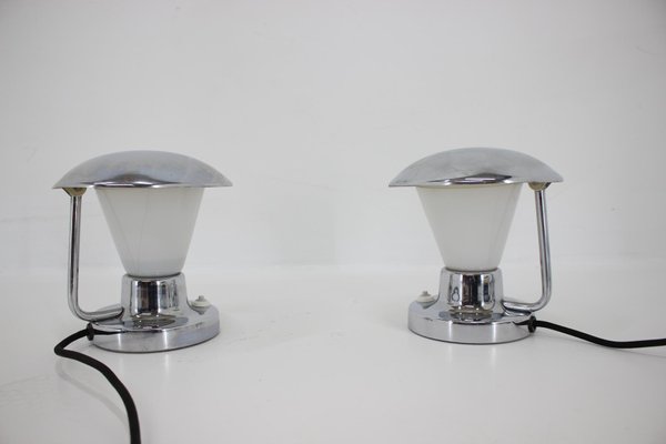 Bauhaus Chrome & Glass Table Lamps, 1930s, Set of 2-TZ-848567