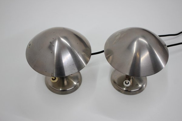 Bauhaus Chrome Plated Lamps, Czechoslovakia, 1930s, Set of 2-TZ-938765