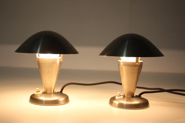 Bauhaus Chrome Plated Lamps, Czechoslovakia, 1930s, Set of 2-TZ-938765