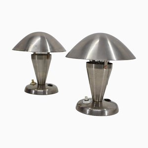 Bauhaus Chrome Plated Lamps, Czechoslovakia, 1930s, Set of 2-TZ-938765