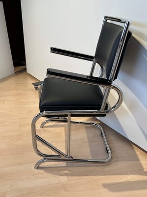 Bauhaus Chromed Tubular Steel and Leather Cantilever Armchair, Germany, 1935-NNB-1425709