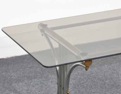 Bauhaus Coffee Table with Smoked Glass Top and Tubular Frame, 1950s-XCG-965698