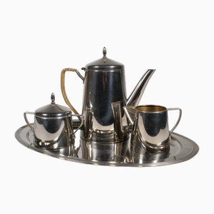 Bauhaus Coffee Tea Service in Metal, 1920s, Set of 4-LVS-1760297