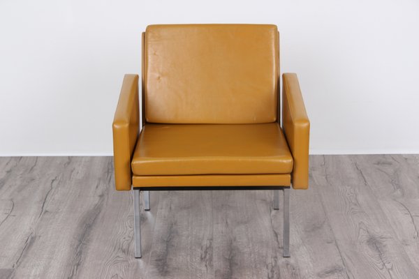 Bauhaus Curry Yellow Faux Leather Armchair from Wilde + Spieth, 1982-DQ-2035515