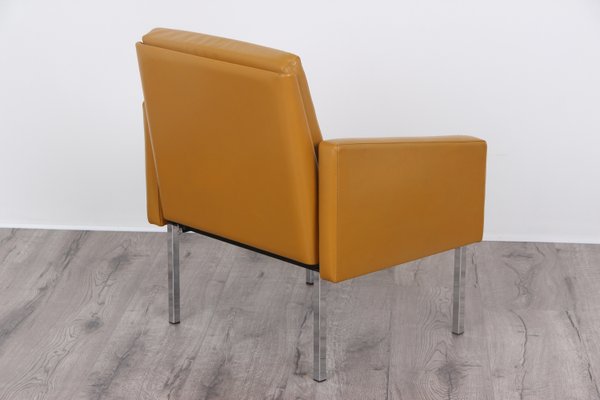 Bauhaus Curry Yellow Faux Leather Armchair from Wilde + Spieth, 1982-DQ-2035515