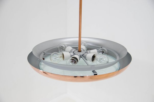 Bauhaus Functionalist Copper Chandelier from UFO, 1930s-TZ-1398622