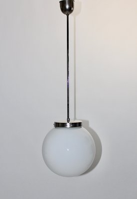 Bauhaus German Opaline Glass Ball Ceiling Lamp, 1930s-NB-724297