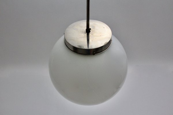 Bauhaus German Opaline Glass Ball Ceiling Lamp, 1930s-NB-724297