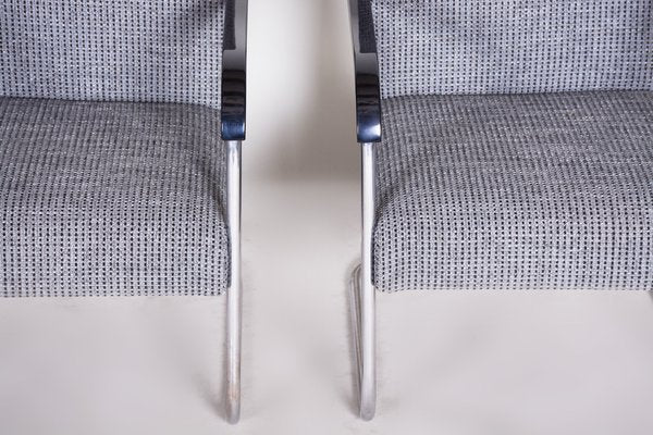 Bauhaus Grey Tubular Armchairs attributed to Anton Lorenz for Mücke Melder, 1930s, Set of 2-WHY-1767475