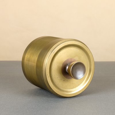 Bauhaus Hand-Turned Brass Box with Copper Handle, 1930s-YGX-739346