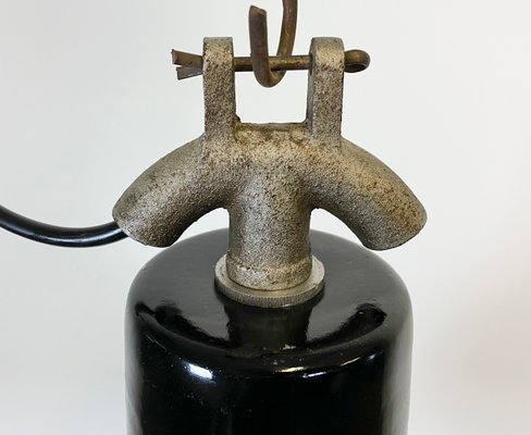 Bauhaus Industrial Black Enamel Ceiling Lamp, 1930s-CGF-868659