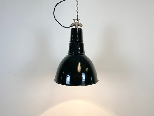 Bauhaus Industrial Black Enamel Ceiling Lamp, 1930s-CGF-868659