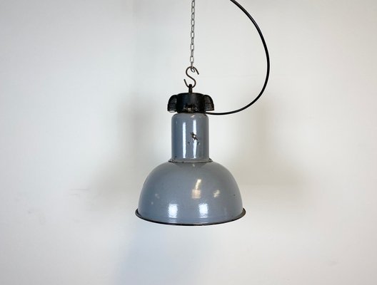 Bauhaus Industrial Grey Enamel Ceiling Lamp, 1930s-CGF-870405