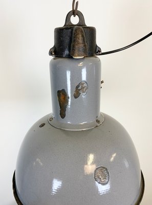 Bauhaus Industrial Grey Enamel Ceiling Lamp, 1930s-CGF-870405