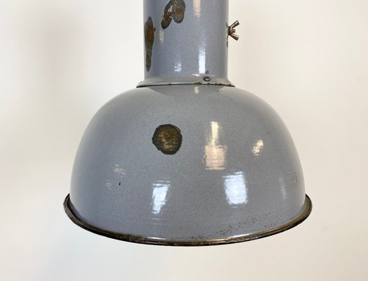 Bauhaus Industrial Grey Enamel Ceiling Lamp, 1930s-CGF-870405