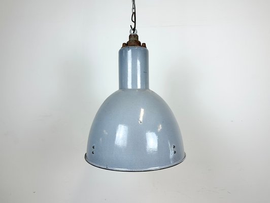 Bauhaus Industrial Grey Enamel Pendant Lamp, 1950s-CGF-1423038