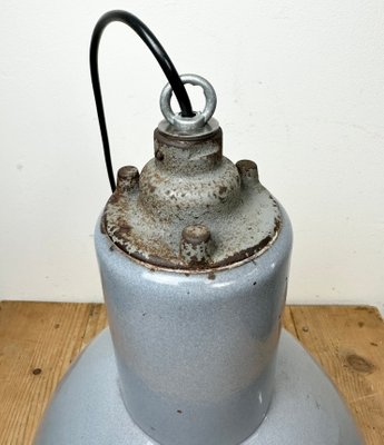 Bauhaus Industrial Grey Enamel Pendant Lamp, 1950s-CGF-1423038