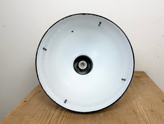 Bauhaus Industrial Grey Enamel Pendant Lamp, 1950s-CGF-1423038