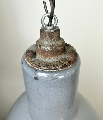 Bauhaus Industrial Grey Enamel Pendant Lamp, 1950s-CGF-1423038