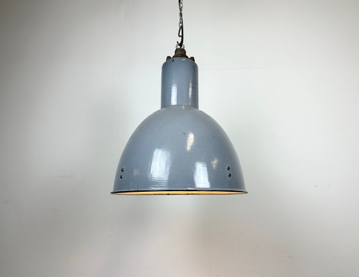 Bauhaus Industrial Grey Enamel Pendant Lamp, 1950s-CGF-1423038