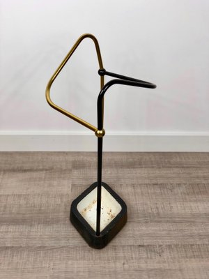 Bauhaus Iron, Brass, Aluminium Umbrella Stand, Germany, 1950s-LYQ-1171780