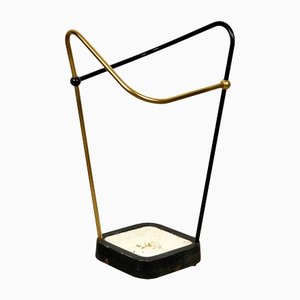 Bauhaus Iron, Brass, Aluminium Umbrella Stand, Germany, 1950s-LYQ-1171780