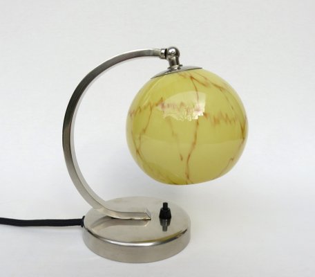 Bauhaus Nickel-Plated Bedside Table Lamp, 1930s-EY-1774335