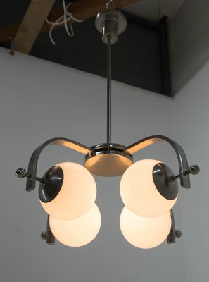 Bauhaus Nickel-Plated Chandelier, 1930s-TZ-1153585