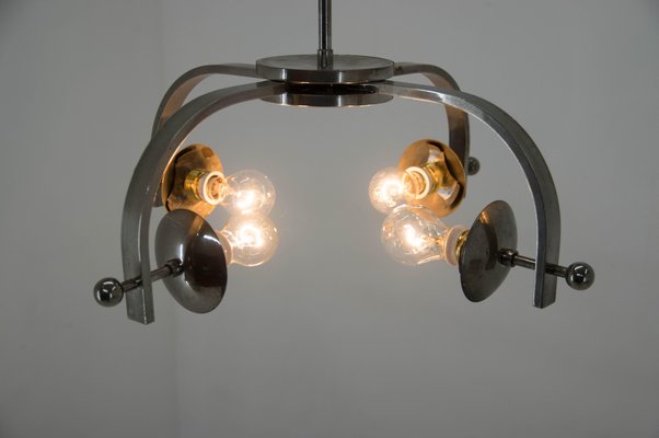 Bauhaus Nickel-Plated Chandelier, 1930s-TZ-1153585