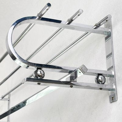 Bauhaus or Art Deco Chromed Wall Rack-JUZ-1022640